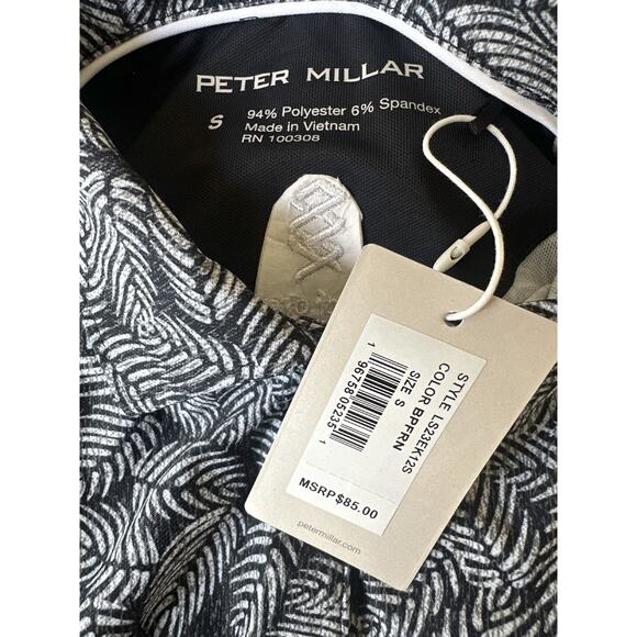 Peter Millar Banded Button Plaquet Palm Print Sleeveless Golf Polo Small *LOGO - Picture 9 of 11